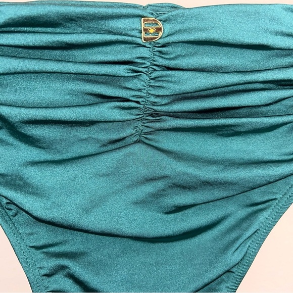 Small Despi Green Ruched Swim Bottom Emerald Textured Stretch Swimwear Beach - Picture 6 of 15